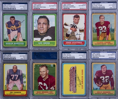1963 Topps Football Signed Cards Graded Collection (11 Different) Including Hall of Famers 